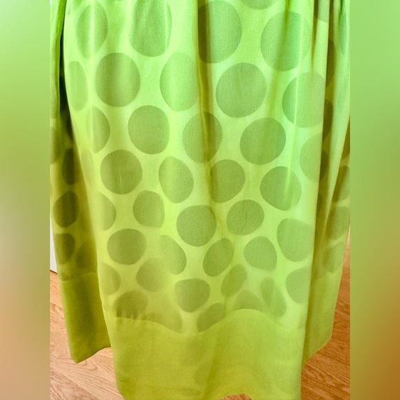 Sara Campbell Black Polka Dot Under Sheer Lime Green Fit & Flare Dress Sz 10 - Picture 2 of 11